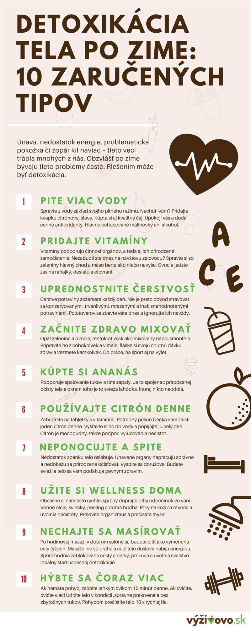 Infografika 10 zaručených tipov na detoxikáciu tela po zime