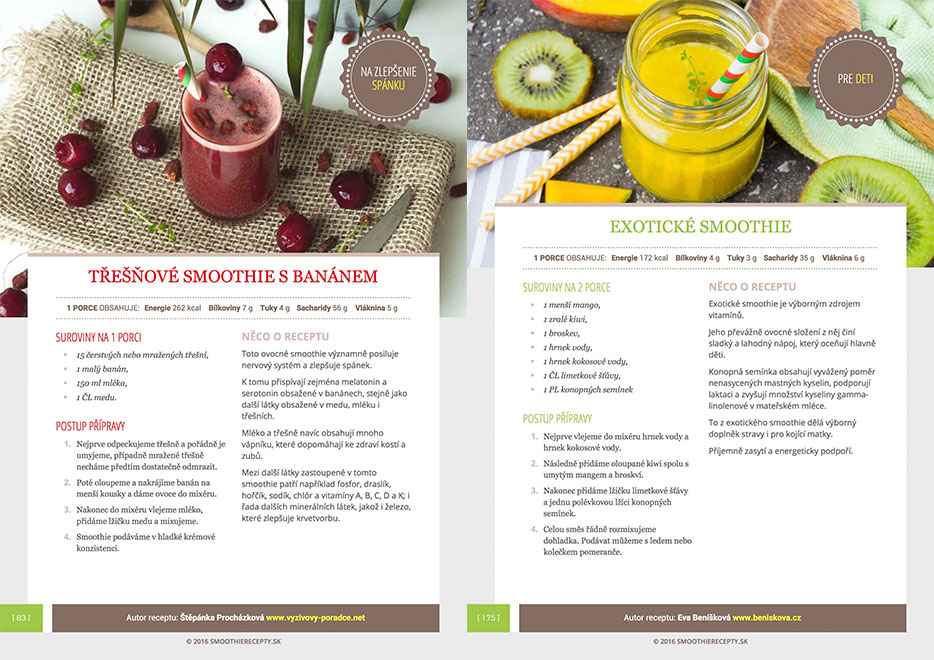 Príklad receptov Smoothie kniha