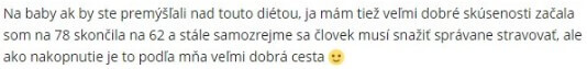 Užívateľka si pochvaľuje úbytok hmotnosti