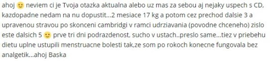 Veľmi dobrá skúsenosť užívateľky, ktorá schudla s CWP až 17 kilogramov
