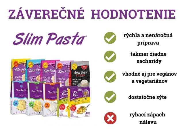 Pozitíva a negatíva cestovín Slim Pasta