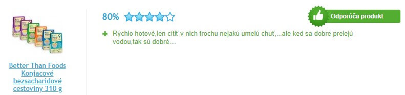 pozitívna skúsenosť s konjakovými cestovinami