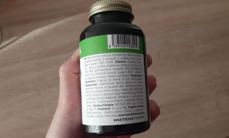 Podrobné zloženie na zadnej strane krabičky