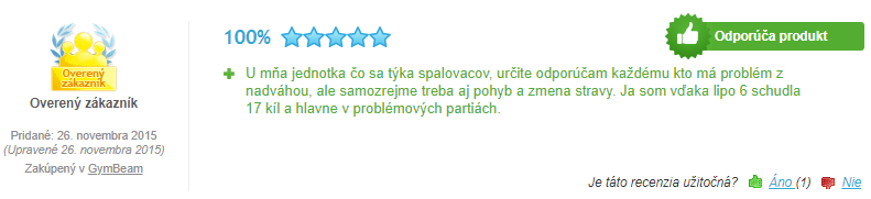 Pozitívna skúsenosť užívateľky so spaľovačom tukov s obsahom L-karnitínu