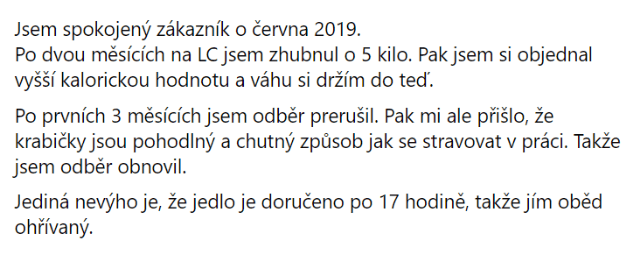 Užívateľ si veľmi pochvaľuje krabičkovú diétu Nutric Bistro, ktorú drží už viac ako rok