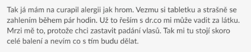 negatívna skúsenosť užívateľky 