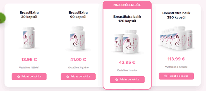 Dostupné balenia doplnku stravy megaprsia