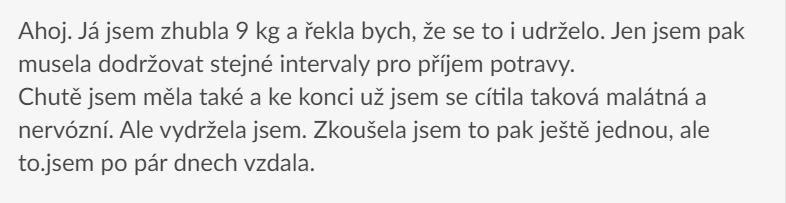 užívateľke sa podarilo s mliečnou diétou schudnúť 9 kg