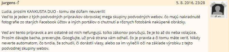 užívateľka neodporúča doplnok stravy Kankusta Duo 