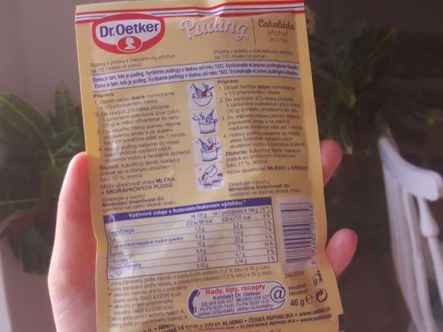 čokoládový puding Dr. Oetker
