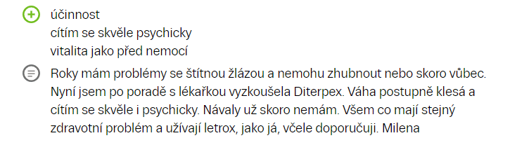 užívateľka si pochvaľuje účinky kapsúl Diterpex Rapid