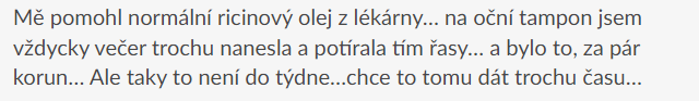 skúsenosť užívateľky s ricínovým olejom